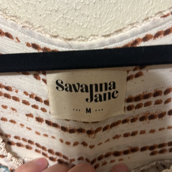 Savanna Jane floral peasant‎ embroidered blouse Size Medium short sleeve flowy - Picture 4 of 7